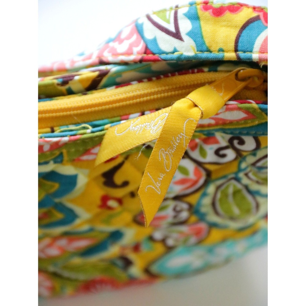 Vera Bradley Sun Valley Quilted Floral Shoulder Bag Yellow Paisley Baguette - Picture 5 of 7
